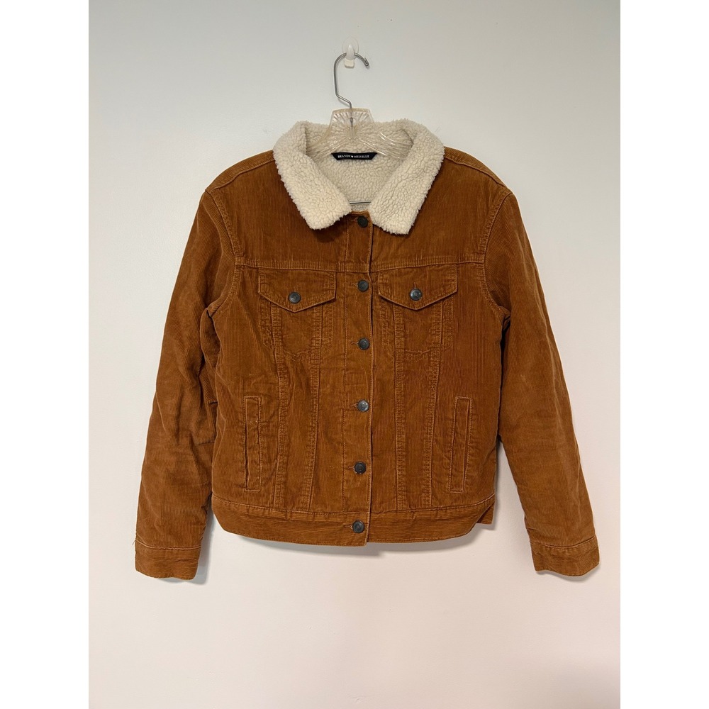 Brandy Melville Brown Corduroy Sherpa‎ Lined Trucker Jacket Womens Size S Small